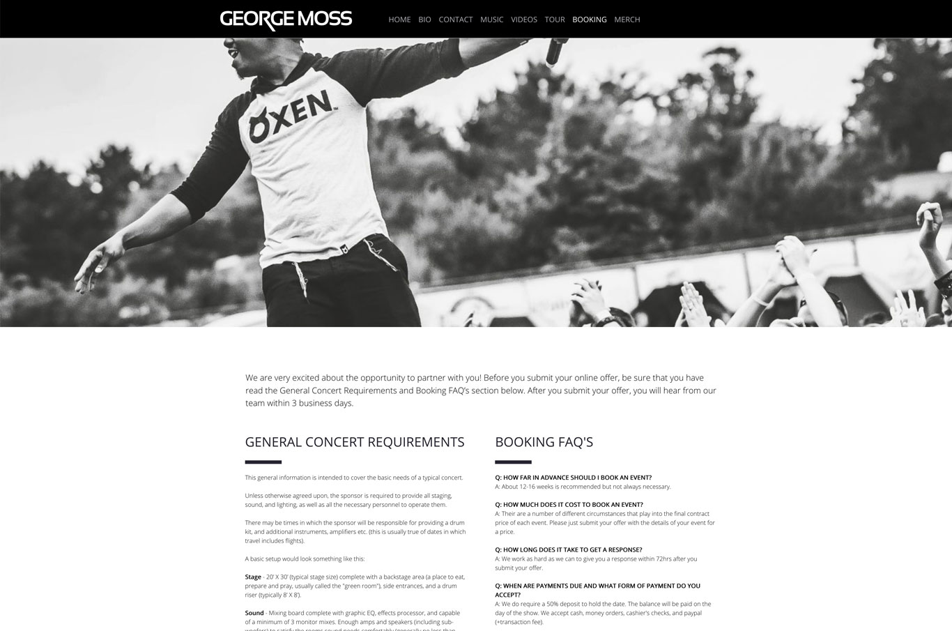 Singer website design George Moss