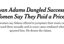 NYTimes Releases Report Claiming Ryan Adams Sexually Harassed Younger Female Artists