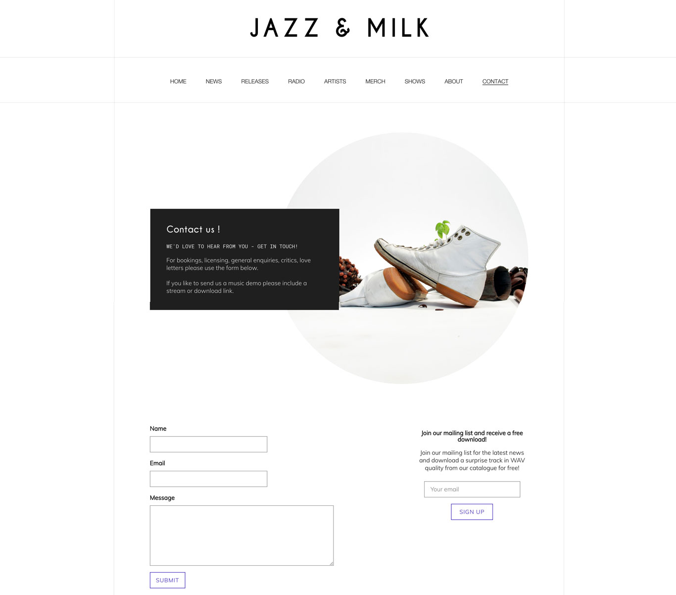 Jazz and Milk Report label website