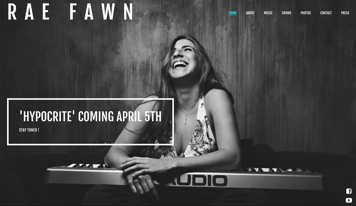 Rae Fawn singer songwriter website design