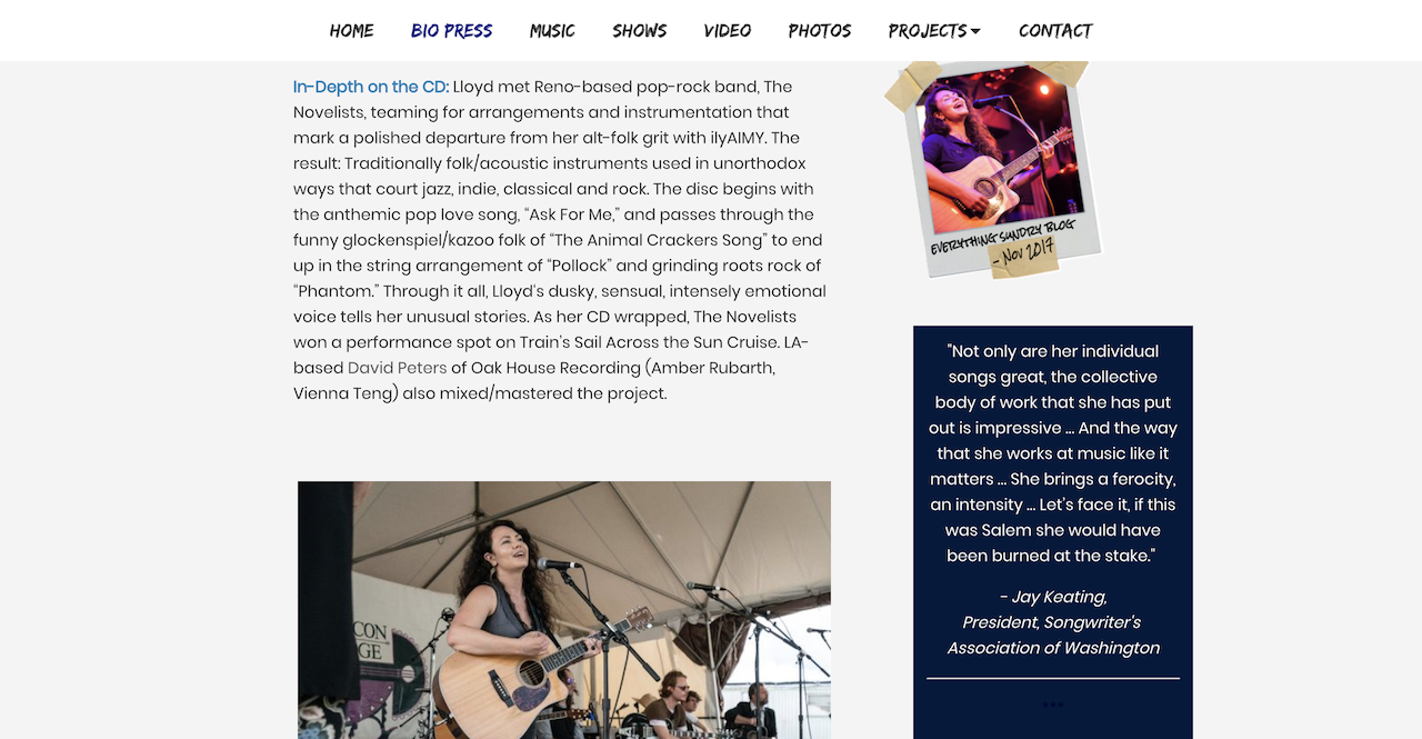 Website Design Inspiration: Best Singer-Songwriter Websites on Bandzoogle