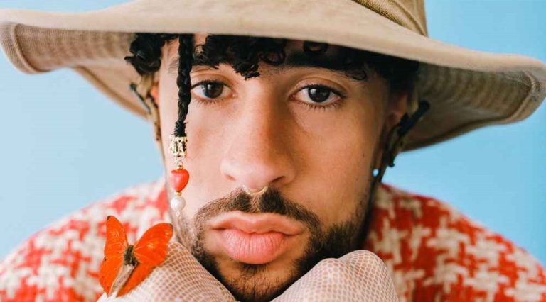 Bad Bunny performing live at a concert