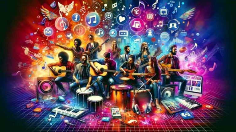 A blend of music marketing strategies from different eras, symbolizing their enduring relevance.