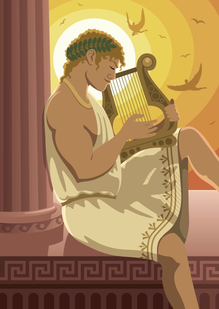Ancient Greek Lyre Player Representing the Role of Music in Olympic Ceremonies