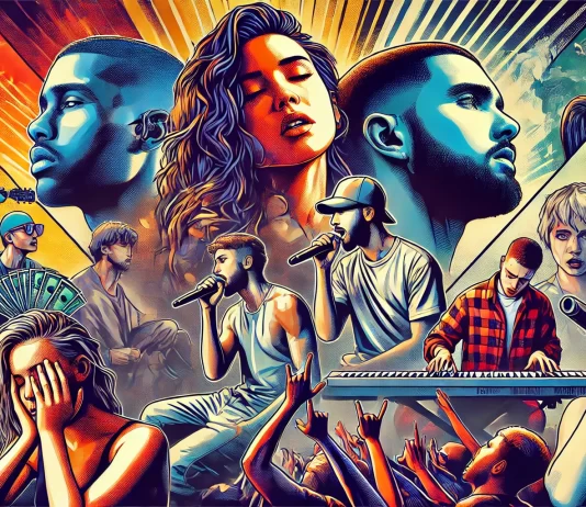 Analyzing the Lyrics of Today’s Top Hits: A Reflection of Society’s Pulse Artists performing their top hits on stage