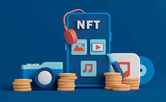 A digital representation of music NFTs, symbolizing fan ownership and engagement in the music industry.