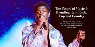 Artists like Lil Nas X and Billie Eilish performing, symbolizing the blurring of genres in modern music