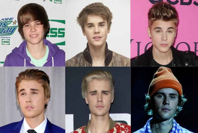 Justin Bieber over the years, reflecting on his journey through fame.