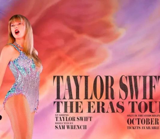 Taylor Swift performed during her Eras Tour, representing the groundbreaking impact of her documentary.