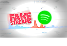 A Spotify dashboard displaying irregular streaming numbers due to bot-generated streams.