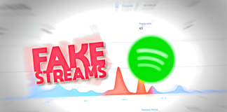 A Spotify dashboard displaying irregular streaming numbers due to bot-generated streams.